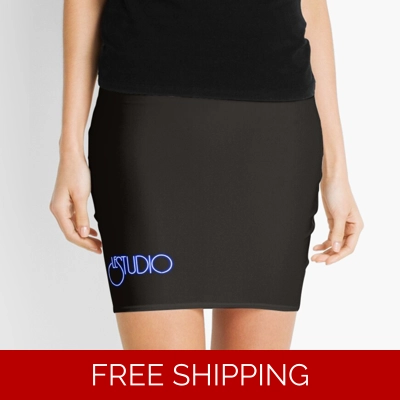 Mini Skirt Black Original White & Blue logo